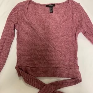 Marled faux wrap top